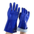 NMSAFETY cotton liner blue PVC coated long cuff waterproof gloves